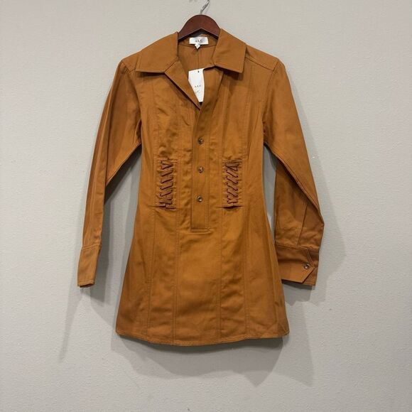 A.L.C. Paisley Shirt Dress Size 0 Cotton Hemp Blend Western Chic - Picture 7 of 16